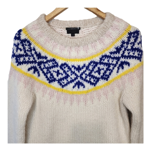 J Crew Hand knit Fair Isle Alpaca Wool Sweater Size Medium - Picture 2 of 11